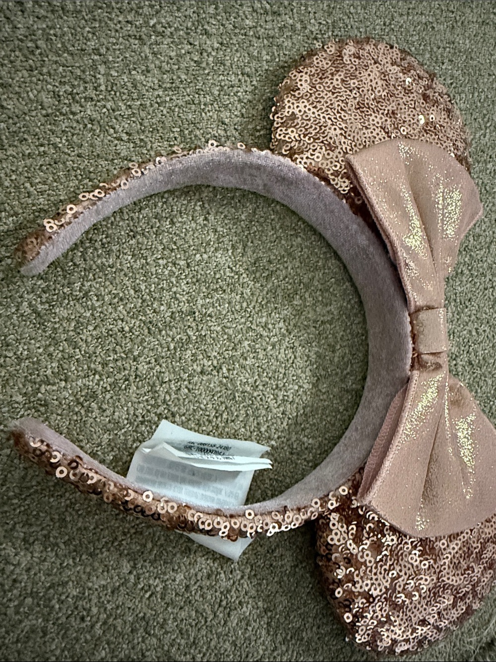 Disney Rose Gold Sequin Minnie Headband with Metallic Bow - Picture 15 of 15